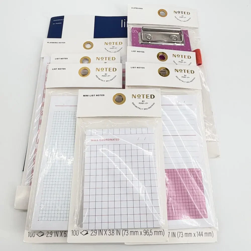 Teacher Post-it Noted Stationery Set Notebook Clipboard Memo Pads 8 Piece NWT